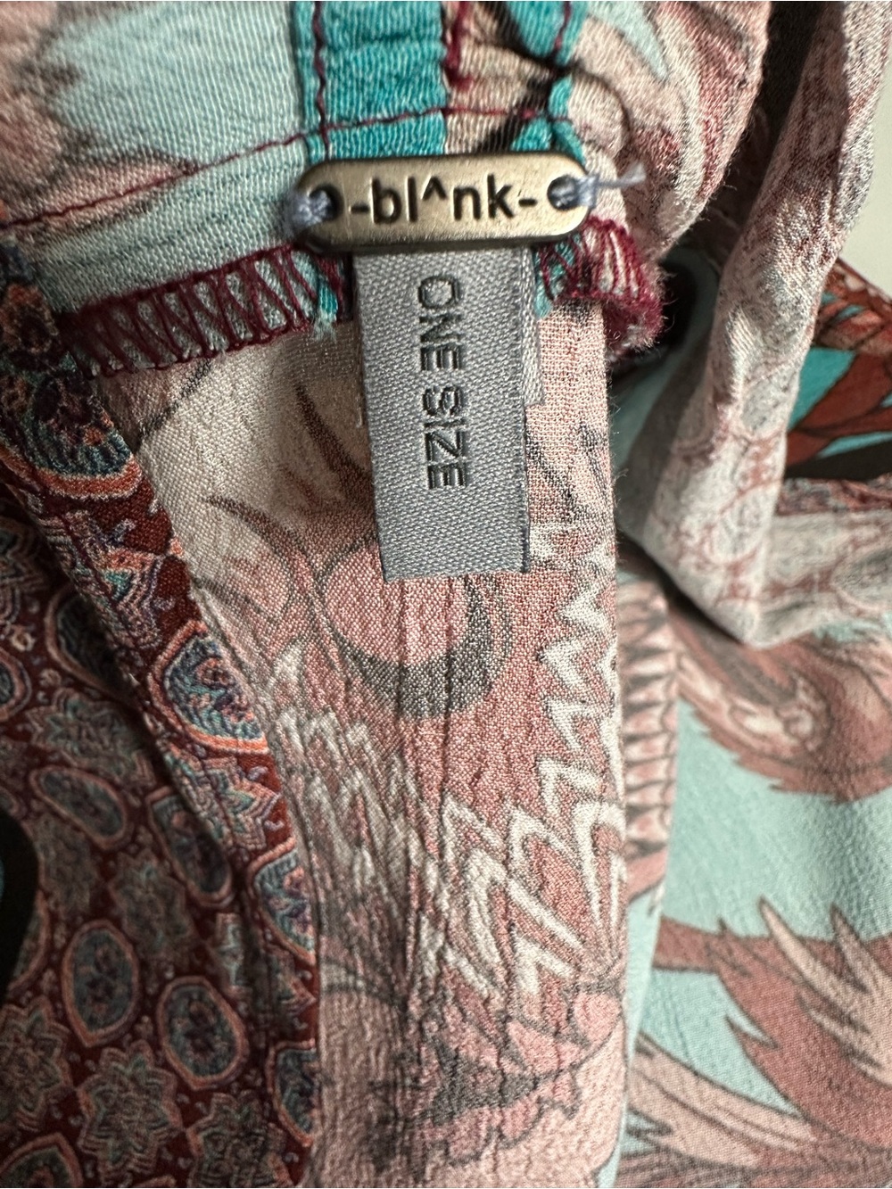 BL^NK London Kimono Jacket Boho Bird Print Open Front Turquoise NWOT - Picture 5 of 8
